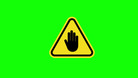 Un-Triángulo-Amarillo-Advertencia-Precaución-Parada-Mano-Acceso-Restringido-Signo-Icono-Animación-Concepto-Con-Canal-Alfa