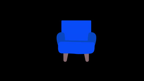 A-blue-couch-with-legs-icon-concept-loop-animation-video-with-alpha-channel