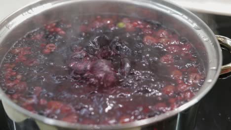 Beeren-Im-Topf-Mit-Kochendem-Wasser.-Kompott-Kochen.-Küche