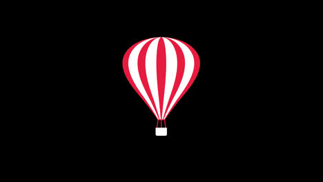 Icono-De-Globo-Aerostático-Rojo-Y-Blanco-Volando-Flotando-En-El-Cielo-Animación-Conceptual-Con-Canal-Alfa