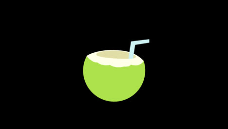 Un-Coco-Verde-Con-Un-Vídeo-De-Animación-En-Bucle-Conceptual-De-Icono-De-Paja-Con-Canal-Alfa