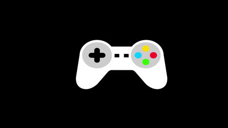 Un-Controlador-De-Juego-Blanco-Con-Animación-Conceptual-De-Iconos-De-Botones-Multicolores-Con-Canal-Alfa