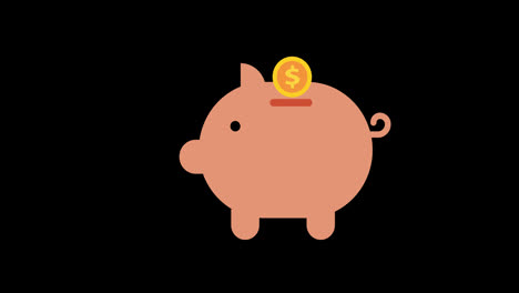 Cerdo-Ahorrando-Dinero-Icono-De-Moneda-Animación-Bucle-Gráficos-En-Movimiento-Video-Fondo-Transparente-Con-Canal-Alfa