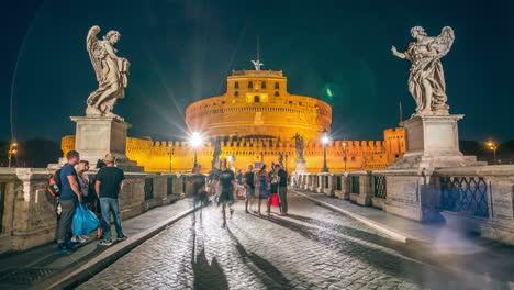 Time-Lapse-of-Castel-Sant-Angelo-in-Rome-,-Italy