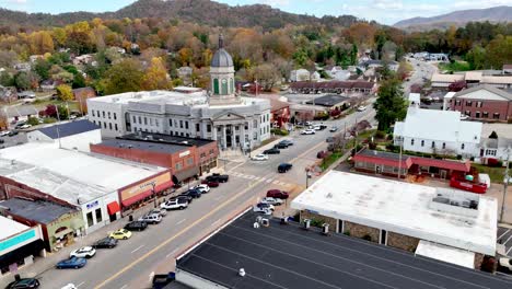 Murphy-NC,-North-Carolina-aerial-of-Cherokee-County-Courthouse,-Small-Town-America