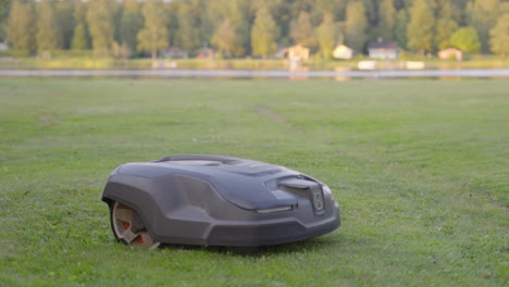 Roboter-Rasenmäher-Schneidet-Gras-Im-Park