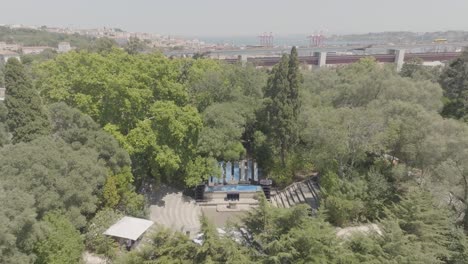 Lisbon,-Portugal---A-Daytime-Perspective-of-the-Keil-do-Amaral-Amphitheater---Drone-Flying-Forward