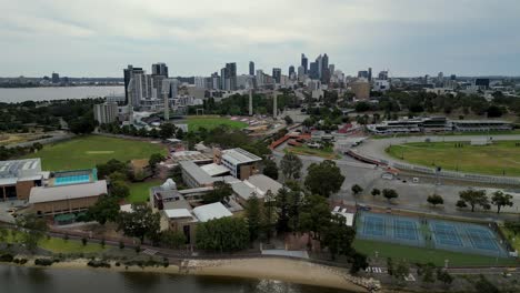 The-City-of-Perth---Australia,-with-Gloucester-Park-and-the-iconic-skyline