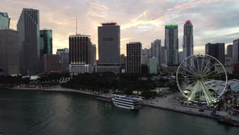 Centro-De-La-Ciudad-De-Miami-Horizonte-Atardecer