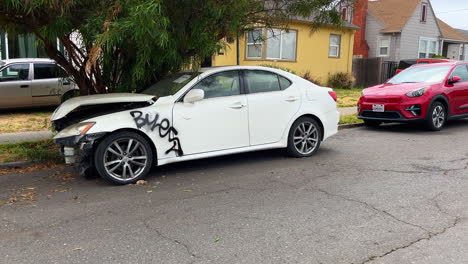 Cars-on-the-streets-of-East-Oakland,-California-vandalized