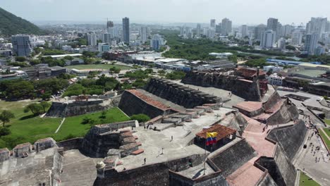 -Aerial-Rotation-Over-Castle-San-Felipe-de-Barajas