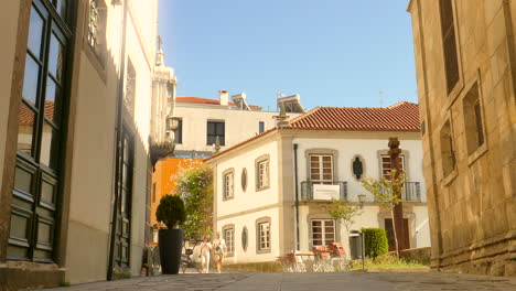 Detail-of-old-town-in-the-center-of-Braga-on-a-sunny-day,-Portugal