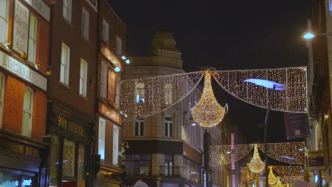 Details-of-Christmas-decorations-on-the-streets-of-Dublin,-Ireland