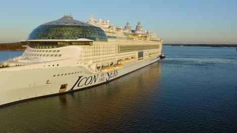 World's-biggest-cruise-ship-ICON-OF-THE-SEAS-during-second-sea-trials-in-Finnish-archipelago-at-sunrise