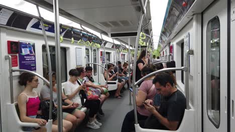 People-Travel-Inside-Subway-Train-of-Buenos-Aires-City-Latin-America-Underground