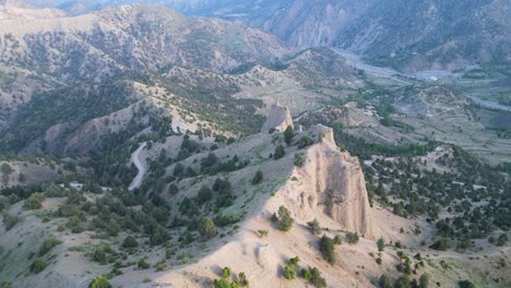 Sandstone-mountains,-stunning-from-above-on-sunny-days