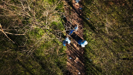 Aerial-view-of-campaigners-joining-forces-to-recycle-and-tidy-up-garbage