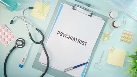 Psychiater-Auf-Medizinischem-Papier-Geschrieben