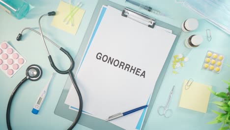 GONORRHEA-WRITTEN-ON-MEDICAL-PAPER