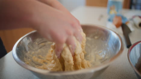 Close-Up-of-Woman-Kneading-Dough