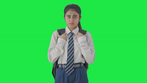 Scared-Indian-school-girl-afraid-of-someone-Green-screen