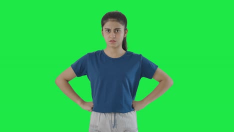 Angry-Indian-teenage-girl-staring-at-the-camera-Green-screen