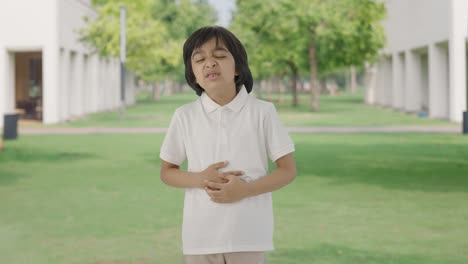 Niño-Indio-Enfermo-Con-Dolor-De-Estómago-En-El-Parque