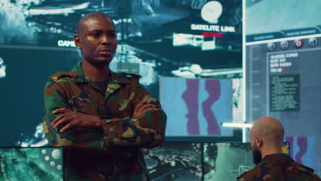 Portrait-confident-military-general-with-camo-uniform-in-mission-control-center
