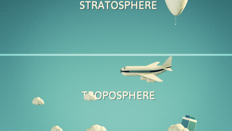 The-low-poly-concept-of-a-journey-through-the-Earth’s-atmosphere.-The-air-around-the-Earth-is-divided-into-four-primary-layers.-Air-pressure-and-density-decrease-with-altitude.