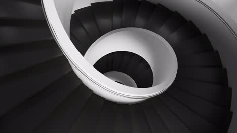 Tall,-modern,-contemporary-dark,-monochromatic-spiral-staircase-with-detailed-textures-and-materials.-Illusion-of-infinite-design-created-abstract,-dreamlike-style-illustration.-Looping-animation.