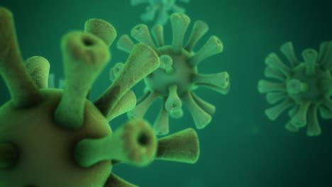 Animación-3d-De-Infección-Por-Virus-Que-Causa-Enfermedad.-Partículas-De-Estructura-Esférica-Del-Virión-Flotando-En-El-Fluido-Sobre-Un-Fondo-Púrpura.-Parainfluenza,-Hpivs,-Poliovirus,-Patógenos-Rotavirus.-Vacunación