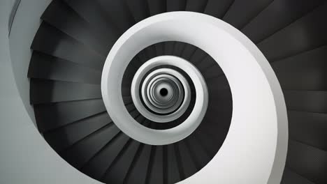 Tall,-modern,-contemporary-dark,-monochromatic-spiral-staircase-with-detailed-textures-and-materials.-Illusion-of-infinite-design-created-abstract,-dreamlike-style-illustration.-Looping-animation.