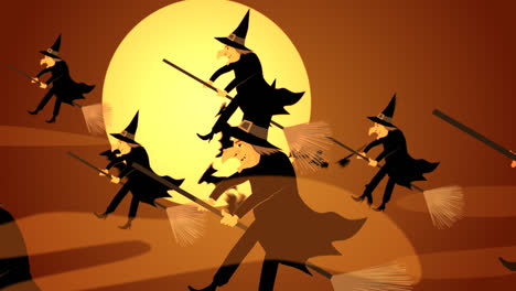 A-scary,-cloudy-autumn-night,-full-of-flying-spooky-bats.-Mysterious-halloween-witch-in-hat-and-black-clothes-is-flying-on-the-broomstick-against-bright,-full-moon.