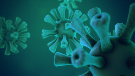 Animación-3d-De-Infección-Por-Virus-Que-Causa-Enfermedad.-Partículas-De-Estructura-Esférica-Del-Virión-Flotando-En-El-Fluido-Sobre-Un-Fondo-Púrpura.-Parainfluenza,-Hpivs,-Poliovirus,-Patógenos-Rotavirus.-Vacunación