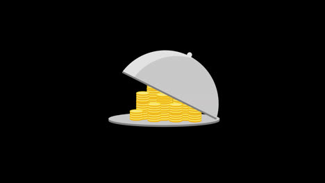 food-cloche-tray-coin-concept-icon-animation-with-alpha-channel