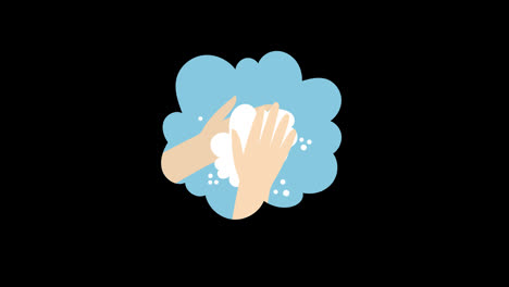 Person-washing-hands-with-soap-and-water-to-prevent-the-spread-of-germs-concept-icon-animation-with-alpha-channel