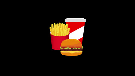 Fast-Food-Produkte-Im-Flachen-Stil-Konzept-Icon-Animation-Mit-Alphakanal