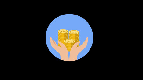 A-hands-holding-a-stack-of-gold-coins-concept-icon-animation-with-alpha-channel
