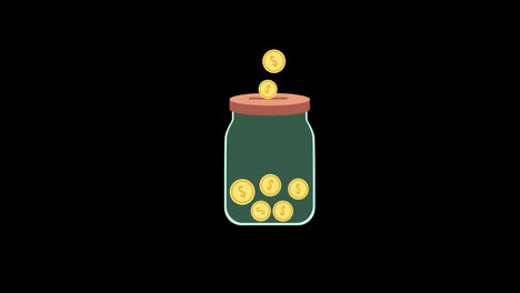 Münzenglas,-Geld-Sparen,-Konzept-Symbol-Animation-Mit-Alphakanal