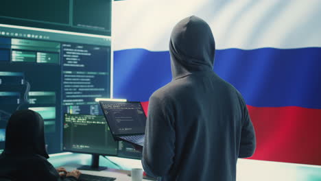 Russian-cyber-forces-operative-working-with-computer-system