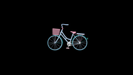 Bicicleta-Azul-Con-Una-Cesta-Rosa-En-La-Animación-Del-Icono-Del-Concepto-Frontal-Con-Canal-Alfa