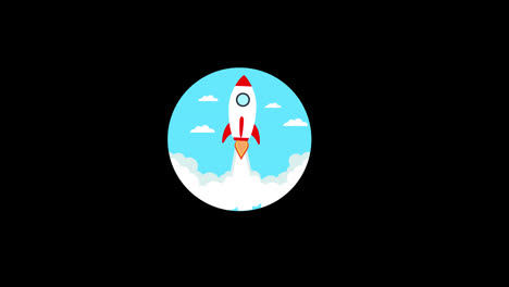 Rocket-soaring-through-cloudy-sky-concept-icon-animation-with-alpha-channel