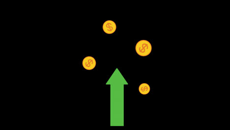 Münzgeld-Dollar-Mit-Pfeil-Nach-Oben-Konzept-Symbol-Loop-Animationsvideo-Mit-Alphakanal