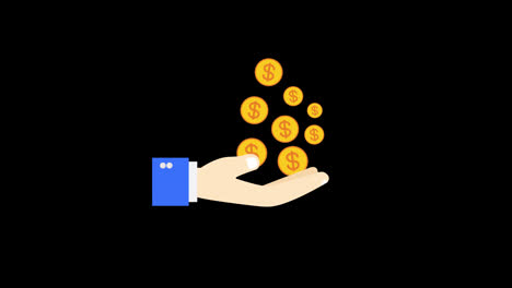 a-hand-holding-a-bunch-of-gold-coins-flying-concept-icon-animation-with-alpha-channel