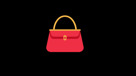 Vídeo-De-Animación-En-Bucle-De-Icono-De-Concepto-De-Bolsa-De-Mujer-Con-Canal-Alfa