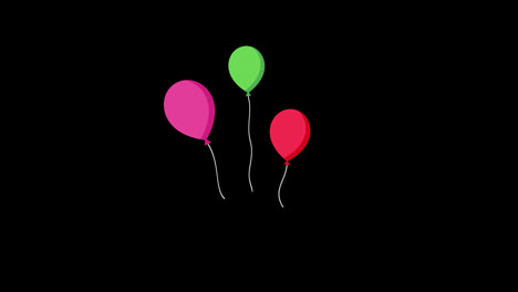 Eine-Gruppe-Von-Luftballons-Auf-Einer-Schnur-Konzept-Symbolanimation-Mit-Alphakanal