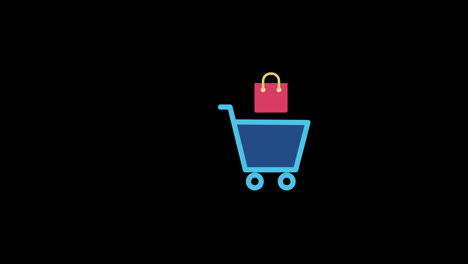 Shopping-cart-trolley-basket-concept-icon-loop-animation-video-with-alpha-channel