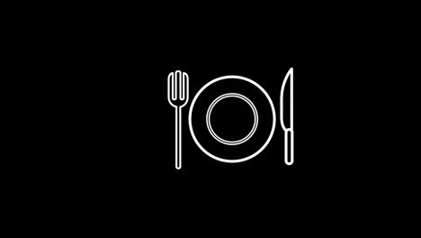 Crockery-Icons-fork,-plate-concept-icon-loop-animation-video-with-alpha-channel