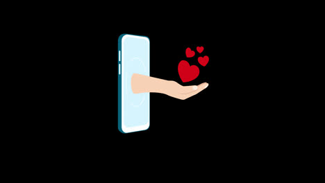 heart-on-hand-out-of-mobile-concept-icon-loop-animation-video-with-alpha-channel