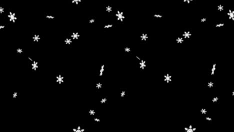 Snow-flakes-overlay,-slowly-falling-Winter-snow-effect-seamless-loop-on-black-background-With-alpha-channel